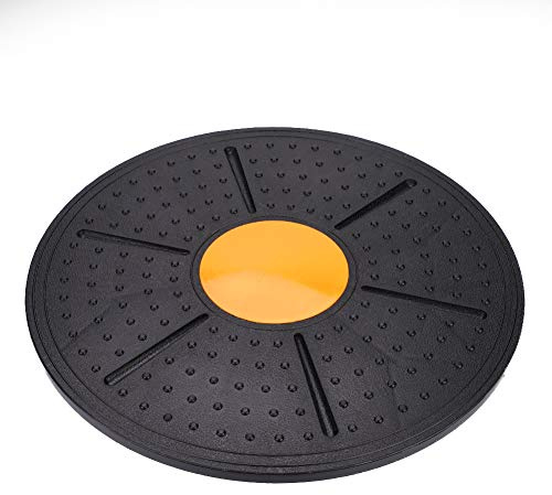 Professionelles Wackel-Balance-Board, Stabilitäts-Physiotherapie-Scheibe, Runde Yoga-Stabilitätsscheibe, Yoga-Knöchel-Knie-Reha-Brett, Kernstabilitätskissen,(Außen schwarz und innen orange)
