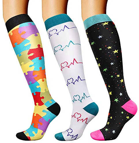 DRESHOW Calze a Compressione Graduata per Uomo E Donna Calze Elastiche Sportive per Atletica, Corsa, Viaggi Volo, Ciclismo