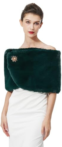 BEAUTELICATE Kunstpelz Schal Stola Bolero Pelz Damen Für Frauen Hochzeit Braut Abend Brautschal Brautstola