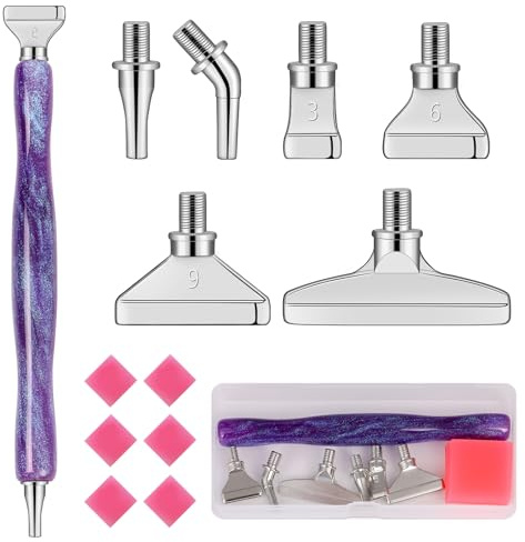 MJARTORIA 5D Diamond Painting Zubehör Diamond Painting Stift Set 14PCS, Glizter Drill Pen mit Gewinde Metall Ersatz Stiftköpfen Kleber für Mosaikherstellung Nagelkunst