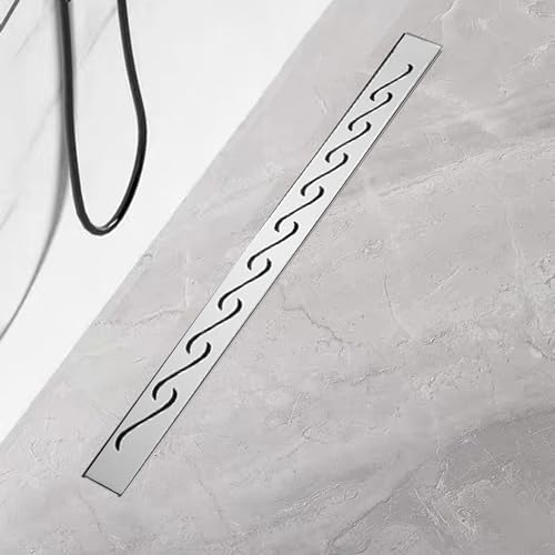 Duschrinne 70 cm, Edelstahl Ablaufrinne Komplettset Extra flache Duschrinne mit Haarsieb, Geruchsstop und 360° Drehbar Siphon