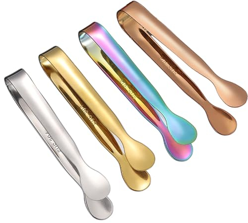 8 Stk Zuckerzange Klein Edelstahl Set,Bunte Eiswürfelzange 11cm Süßigkeiten Zange,Küchenzange,Mini Zuckerzange für Kaffee, Bars,Küchen und Partys (Mehrfarbig)