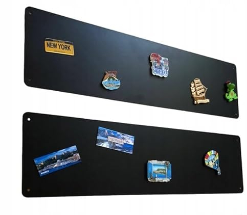 2x Magnettafel Magnetwand Schwarz 80x22 cm Memotafel aus Edelstahl Fotowand für Urlaubs Magnete Magnetisch Tafel Metalltafel für Wohnung Büro Küche