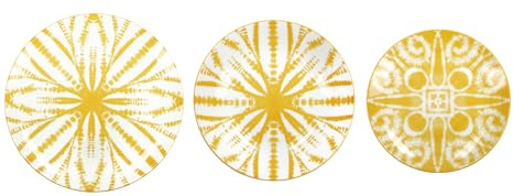 BRANDANI Batik - Juego de vajilla de 18 piezas, color amarillo de porcelana