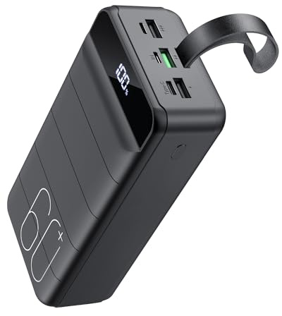 Portable Charger 60000mAh Power Bank - 22.5W Fast Charging External Battery Pack, LED Display USB C Portable Cell Phone Charger for iPhone, Samsung Galaxy, Android, Camping, Travel Black