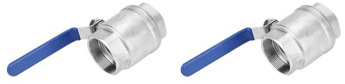 2 Stück 2-Zoll-NPT-Kugelhahn mit Vollem Durchgang, Innengewinde X Innengewinde, 2-teiliger Kugelhahn, Robuster Kugelhahn mit Blauen Verriegelungsgriffen, 1000 WOG für Wasser, Öl,