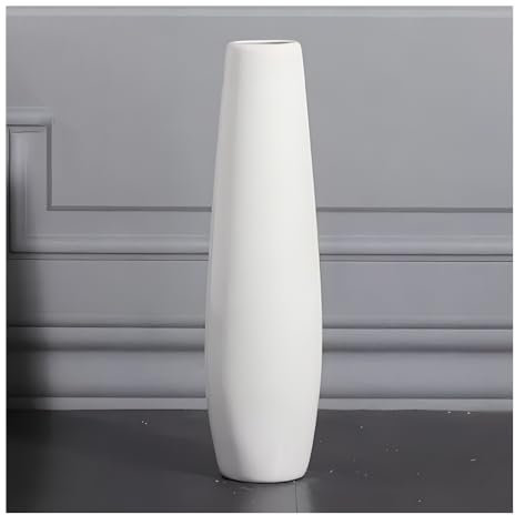JETXYHUB Große Keramikvase Für Das Wohnzimmer, Moderne Hohe Bodenvase, Ideal Für Blumen, Zweige Und Trockengestecke, Perfekt Für Die Dekoration Von Büro Und Zuhause(White C,45cm)