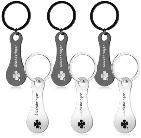 JIYIN Lot de 6 Jeton pour Caddie de Courses, Acier Inoxydable jeton caddie jeton de caddie jeton caddie personnalisé Porte-clés pour Chariot de Courses pour Les Gadgets de Commodité du Panier