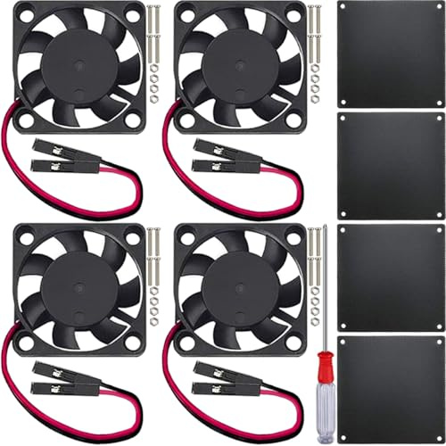 JYUDAUFU 4 st 3007 30 mm × 7 mm DC 5 V 3,3 V 8 000 rpm Borstlös kylfläkt med tillbehör, för DIY/Test/PC/CPU/Robet/för Raspberry Pi 5 4 3