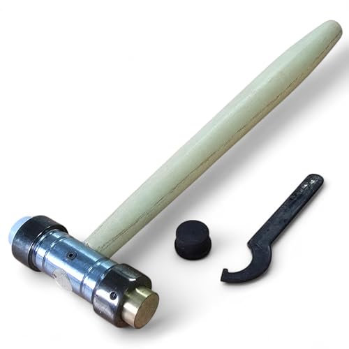 Martillo 3 en 1 para hacer joyas, nailon, latón y fibra, 3 caras planas intercambiables, mazo combinado, herramientas para manualidades, 120 gramos PTL®