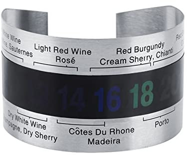 Wine Temperature Sensor, Stainless Steel Wine LCD Thermometer Bottle Beer Red Wine Bracelet Temperature Sensor for Beer Homebrewing Wine Champagne