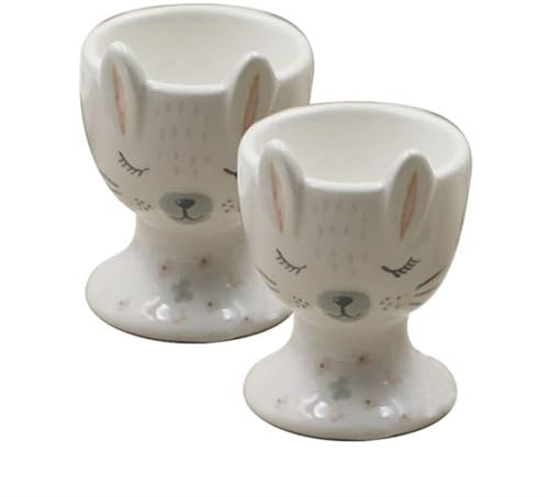 YAOHY Huevera De Cerámica Retro Desayuno De Semana Santa Lindo Hueveras para Huevos Cocidos Juego De Contenedores Decorativos De Cocina(Rabbit A 2 pcs)