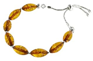 MyBer® PMBER47_BBOLV Bracelet en ambre pour femme en argent 925, 24cm, Argent sterling, Ambre