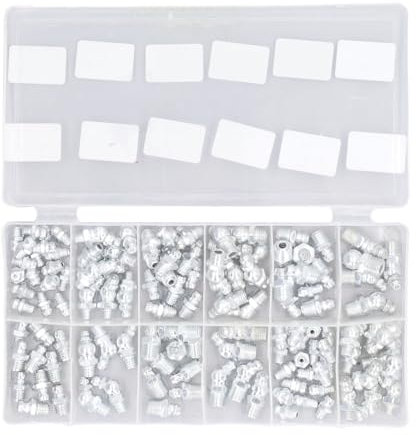 Respicefinem 130 Stücke 12 Arten SAE Hydraulische Zerk Grease Fitting Assortment Hohe Festigkeit Messing Und Zink Für Den Einfachen Austausch Und Die Langfristige Nutzung