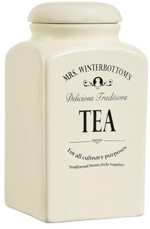 BUTLERS 2er-Set Salzdose 1,3l Porzellan -MRS. WINTERBOTTOM'S- Salzbehälter im Retro Look | Salz Aufbewahrung, Vorratsbehälter mit Deckel | Keramikdose Retro Design für die Küche