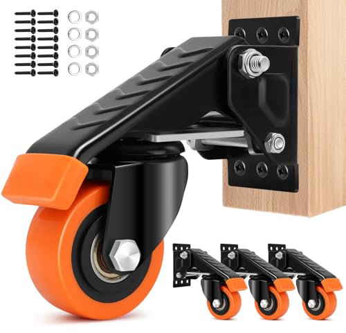 Humagineer Ruote per Banco da Lavoro Capacità 300kg, 63.5mm Ruote di Sollevamento per Mobili Pesanti, Rotelle con Piastre in Acciaio per Tavolo da Lavoro, Carrello, Macchine, Scrivanie, Set di 4