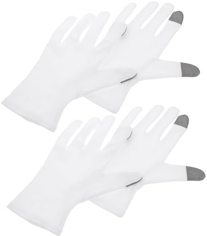 NIYANGLE 2paare Baumwollhandschuhe zum Schlafen mit Feuchtigkeitspflege Touchscreenfähig für Trockene Hände Inklusive für Herren und Damen