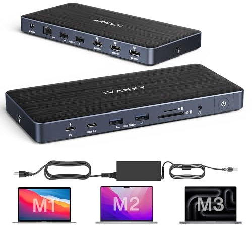 iVANKY 14-in-1 FusionDock Pro 1 MacBook Pro Docking Station USB C mit 150W Netzteil, 4K@60Hz Triple Monitore DisplayLink Dock, 3*HDMI, 96W PD, SD/TF für MacBook M1/M2/M3/M4 Mac Air/Pro, Lenovo, Dell
