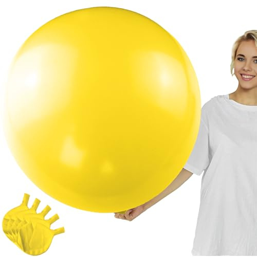 Ovanda 5 XXL Luftballons Gelb, 60 cm Riesenballons für Geburtstag und Party | Heliumgeeignet, Fünf gelbe XXL-Latexballons mit 60 cm Durchmesser für Kindergeburtstag, Sommerparty, Hochzeit,Partydekoration