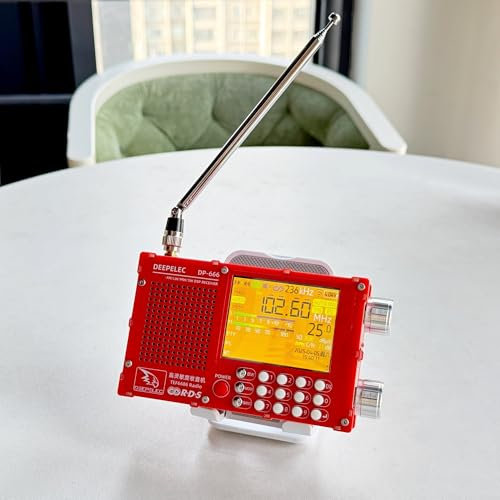 TEF6686 - Radio portatile a onde corte, ricevitore digitale a banda piena, con touch screen LCD da 2,8 pollici, funzione FM AM a onde corte RDS, con batteria da 5000 mAh (rosso)