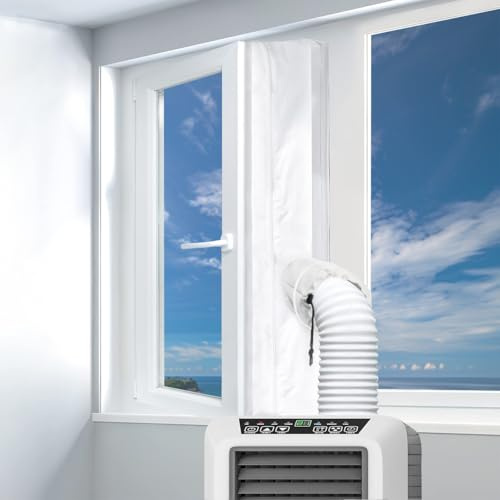 400 cm Kit Calfeutrage Climatiseur Mobile avec Manchons, Joint de Fenêtre Universel pour Climatiseur Portable & Sèche‑linge Isolation Étanche sans Perçage (400cm)