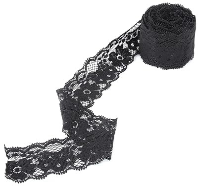 Lurrose Spitzenband: Spitzenband Schwarz - 5 Yards Spitzenstoff - Boho Deko für Tischdeko Hochzeit Handwerk Deko