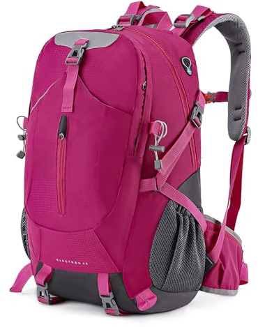 AONEGOLD 40L Wanderrucksack Herren Sport Reiserucksack Damen Leicht Wasserdicht Rucksack Outdoor Trekkingrucksack für Wandern Radfahren Camping (Rosa)