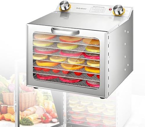 EpyGnom Food Dehydrator Machine with Removable Tray Stainless Steel Fruit Freeze Dryer with 30-90℃ Adjustable Temperature and 0-12h Timer Food Air Dryer for Jerky Meat Beef Herbs 8-layer