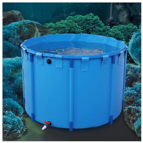 Resistente laghetto per pesci fuori terra, 1,5 x 1,2 m, in tela Koi Piscina, PVC resistente, design rotondo per allevamento ittico e acquatico, uso esterno in giardino