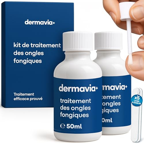 DERMAVIA+ Traitement contre les mycoses des ongles – 100 ML – Convient aux diabétiques – Traitement cliniquement prouvé – Facile à utiliser et résultats rapides