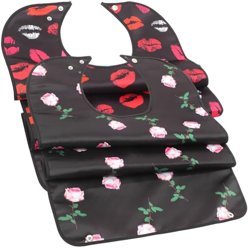 Yardwe 2 Stück Lätzchen Erwachsene Doppellagig Mit Auffangtasche Wiederverwendbar Bedruckt Kleiderschutz Für Senioren Beim Essen