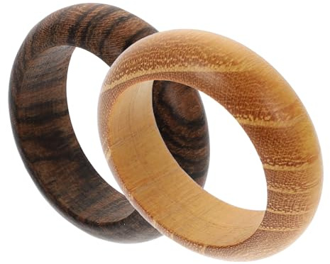 TOPPERFUN Anelli in Legno di Ulivo 2 Pezzi, Design Creativo Vintage, Comodi da Indossare e Pratici, per Collezione di Gioielli Femminili