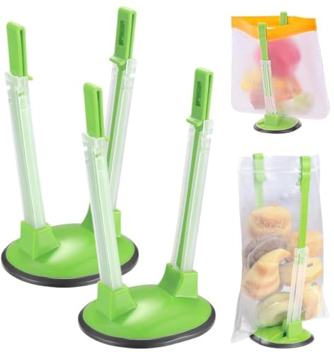 2PCS Baggy Rack Holder for Food Prep Bag, Sandwich Bag Holder, Food Storage Clip for Zipper Bags Freezer Bags Food Prepare Meal Planning Bag,food,bag holders for meal prep，plastic