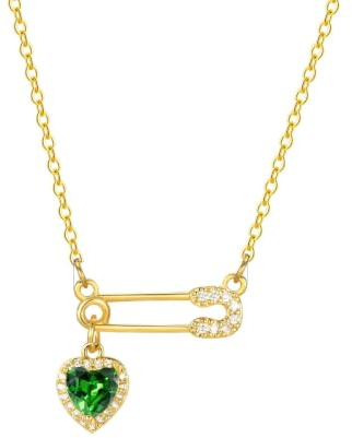 BENHRFTHO Jewelry Safety Pin Pendant Necklaces For Women Stone Heart Charm Choker Adjustable Collar Valentine Day Gift