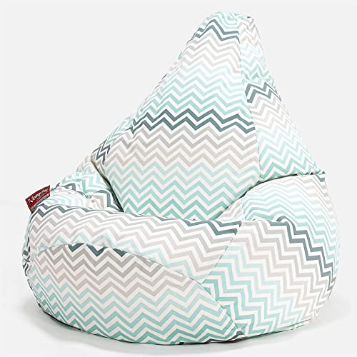 Lounge Pug, Gaming Sitzsack Sessel, Geometrische Druck Chevron Türkis