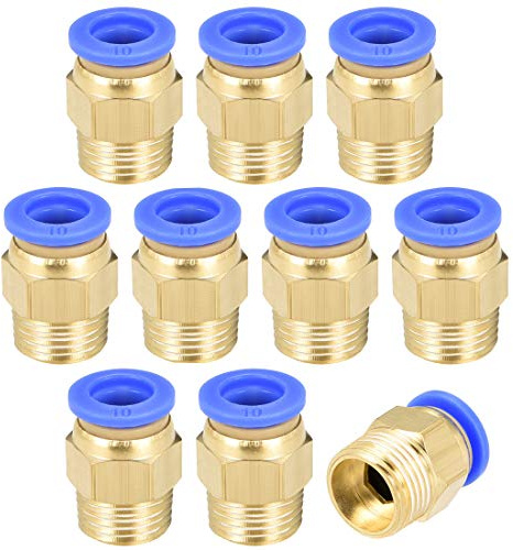 sourcing map Conector Manguera Empuje, Racor Neumatico Recto, Tubo de 10mm Diámetro Exterior x G3/8 Macho, Adaptador Manguera Tubo, Enchufe Rapido Neumatico, 10 Piezas