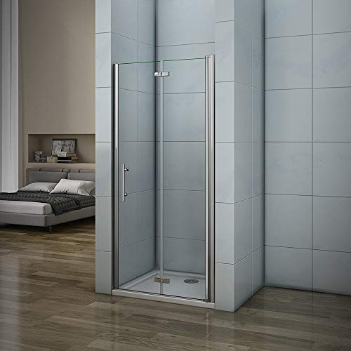 Aica Porte de Douche Pivotante 70x185cm Verre Anticalcaire Installation en Niche