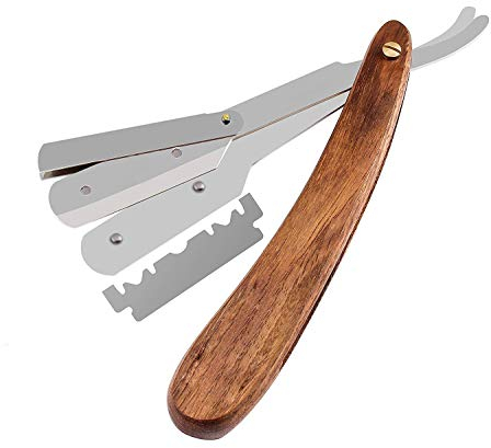 Barber Rasiermesser für Herren, mit geradem Schnitt, Tradition, zusammenklappbar, für Schnurrbart und Bartrasierer für Männer, mit Naturholzgriff, handgefertigt