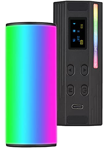 Andoer W100RGB Mini LED Videoleuchte, USB RGB LED Leuchtstäbe 2500K-9000K Dimmbar 20 Lichteffekte mit Stativ für Live-Streaming Videokonferenz YouTube Tiktok