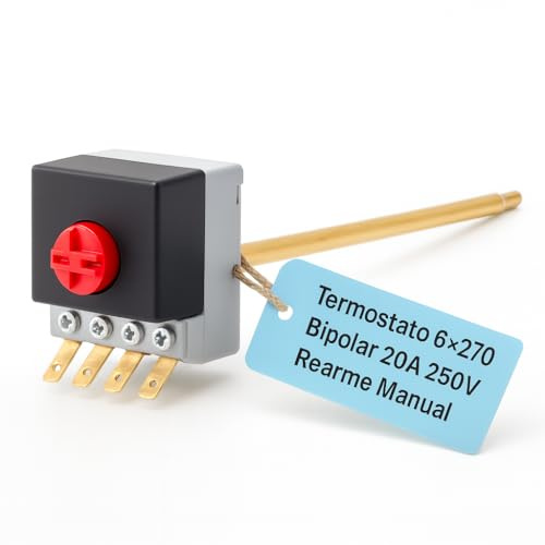 RECAMBIOS DREYMA Termostato Bipolar Varilla 6x270mm Para Termo Eléctrico Compatible con Fagor Edesa Cointra Zanussi Electrolux Corberó 20A 250V 15A 400V Rearme Seguridad Alta Precisión Instalar
