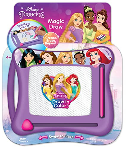 JA-RU Disney Princess Magic Draw-Magnetic Drawing Pad (1 Pack). Drawing Kids Board Car Trip Toys | Mess-Free Small Kids Write Board | Creative Activities and Travel Entertainment.B-6906-1s