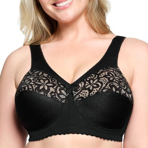 Glamorise Sujetador de Apoyo de algodón MagicLift de Tallas Grandes sin Aros Nº 1001, Negro, 100B
