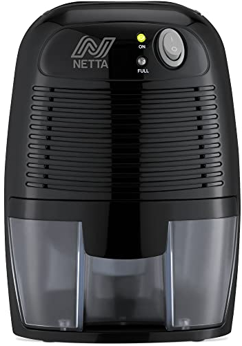 NETTA Dehumidifier 500ml Mini Air Dehumidifier for Damp, Mould, Moisture, Portable and Ultra Quiet for Home, Bathroom, Bedroom, Kitchen, Wardrobe, Basement - Black [Energy Class A+++]