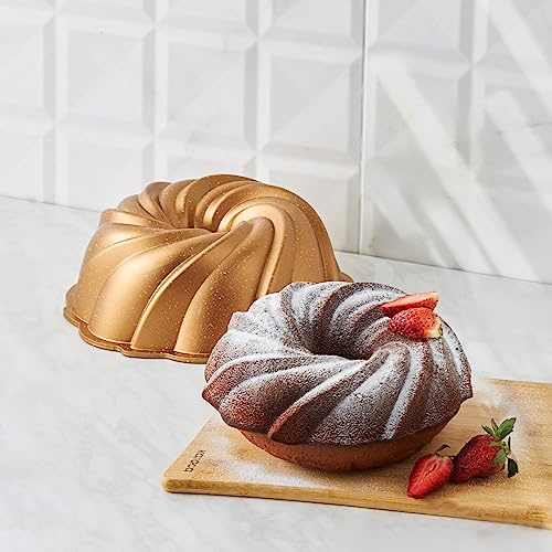 KARACA Cake Pro Pare Moule à gâteau décoratif en fonte d'aluminium Doré 24 cm