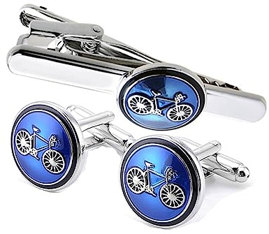 Epinki Gemelos y Pasador de Corbata Hombre Bicicleta con Patrón de Flor con Caja Regalo para Aniversario Día del Padre