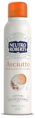 Neutro Roberts, Deodorant spray torr sandelträ, noll alkohol, med naturlig bomull, med ren glycerinolja, dermatologiskt testad, deodorant för män och kvinnor, 150 ml, 48 h