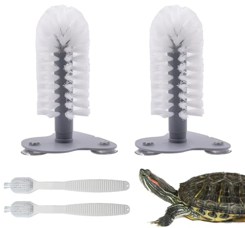 JINGHANGER 2 Stück Schildkrötenbürste mit Saugnapf und 2 Stück Schildkröte Shell Reinigungsbürste aus Kunststoff Schildkrötenzubehör für Reinigen von Schildkrötenpanzern
