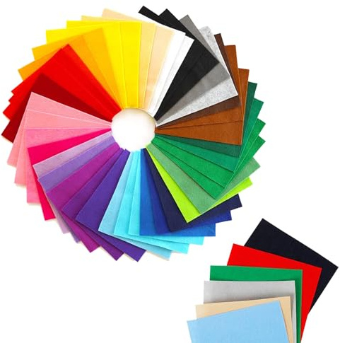 50Pcs 15x15cm Assorted Coloured Polyester Felt Sheets Sewing Craft Fabric