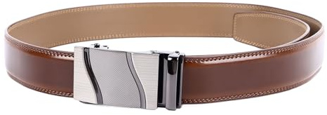 Cintura Elegante da Uomo, Cintura in Pelle da Uomo Comfort con Clic vestibilità Personalizzabile Cintura Elegante Casual da Uomo con Fibbia Automatica a Scatto per Tutti I Giorni Marrone Chiaro