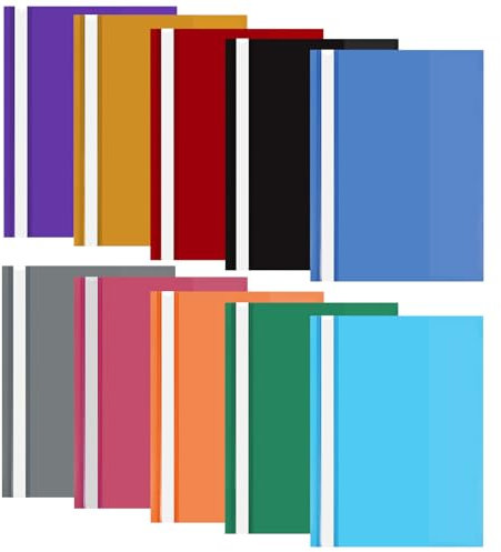 20 PCS A4 Project Folder, Plastic Display Folders Presentation Folders with Transparent Cover and 2 Prongs Document Folders for Office School A4 Report Document File Organiser Holder (Multicolor)